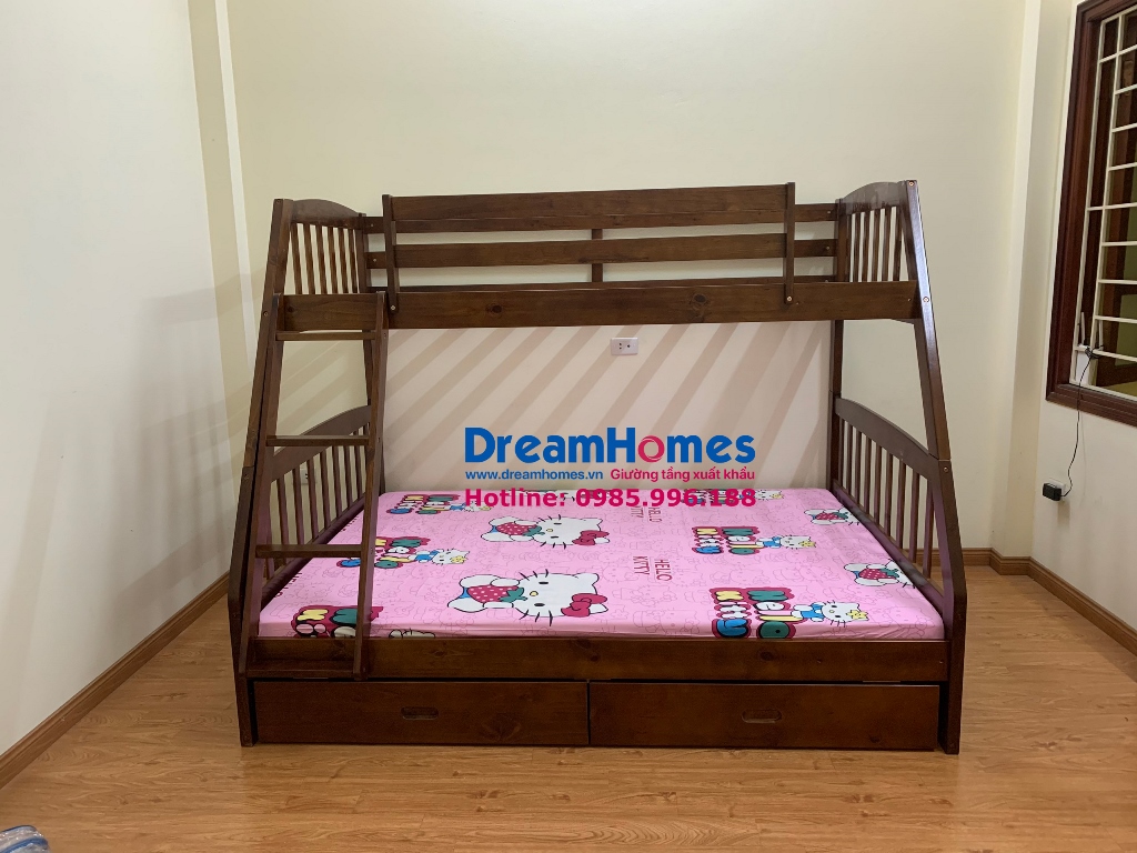 giường tầng cho bé gỗ thông giá rẻ GT 230 ở Hà Nội
