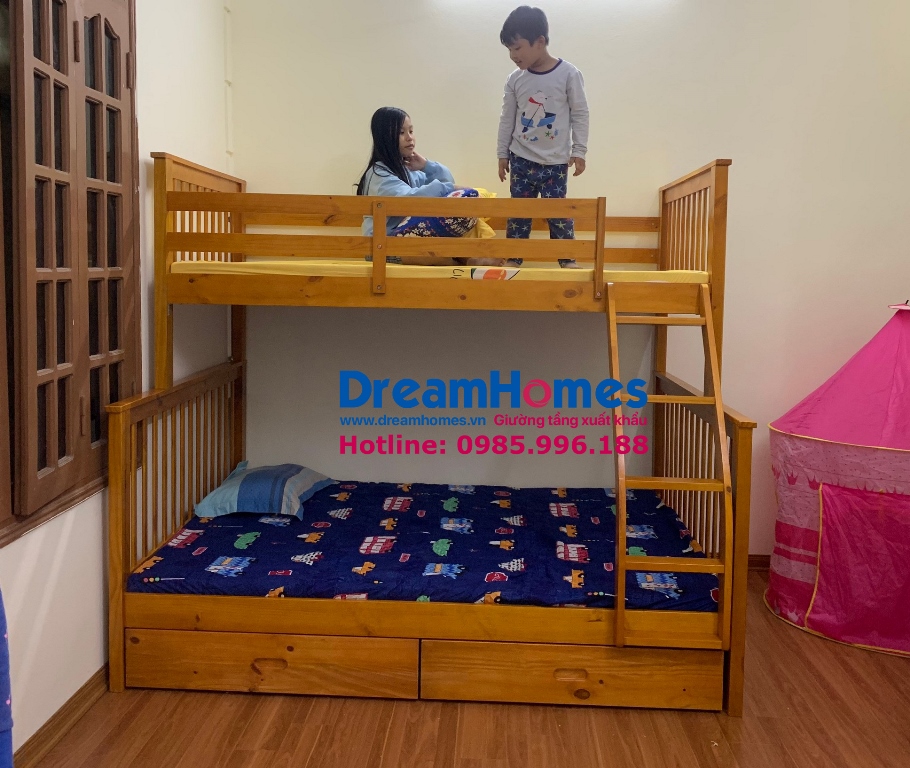 giường tầng trẻ em xuất khẩu gỗ thông giá rẻ tại Hà Nội
