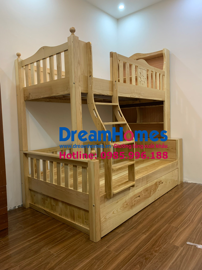 Giường tầng gỗ sồi cho bé
