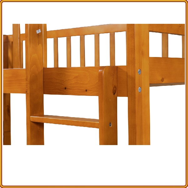 giường tầng 1m2 x 2m cho trẻ em gỗ thông GT 013 màu vàng gỗ xuất khẩu lắp ráp ốc vít thông minh