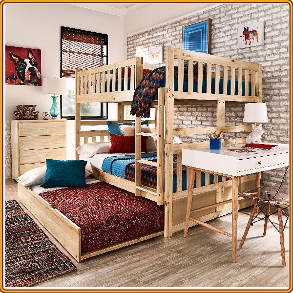 giường tầng trẻ em 1m2x2m GT013 màu gỗ tự nhiên