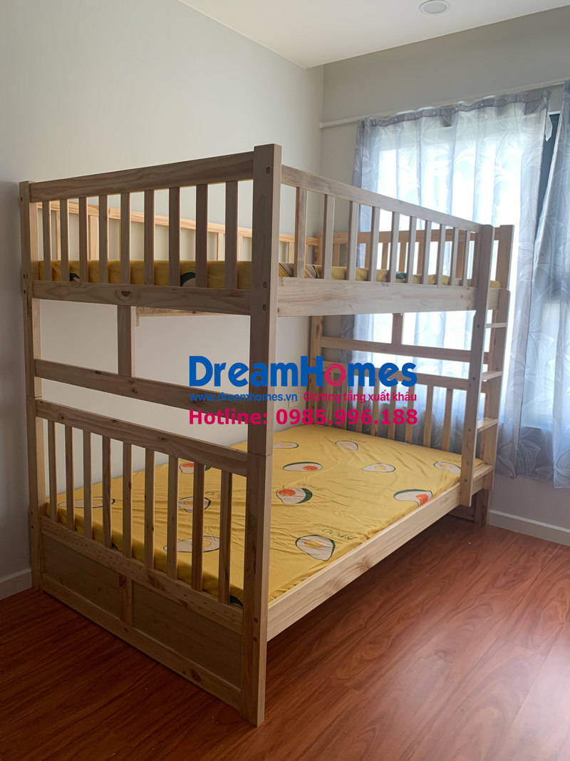 giường tầng cho bé 1m2x2m GT013 xuất khẩu gỗ tự nhiên