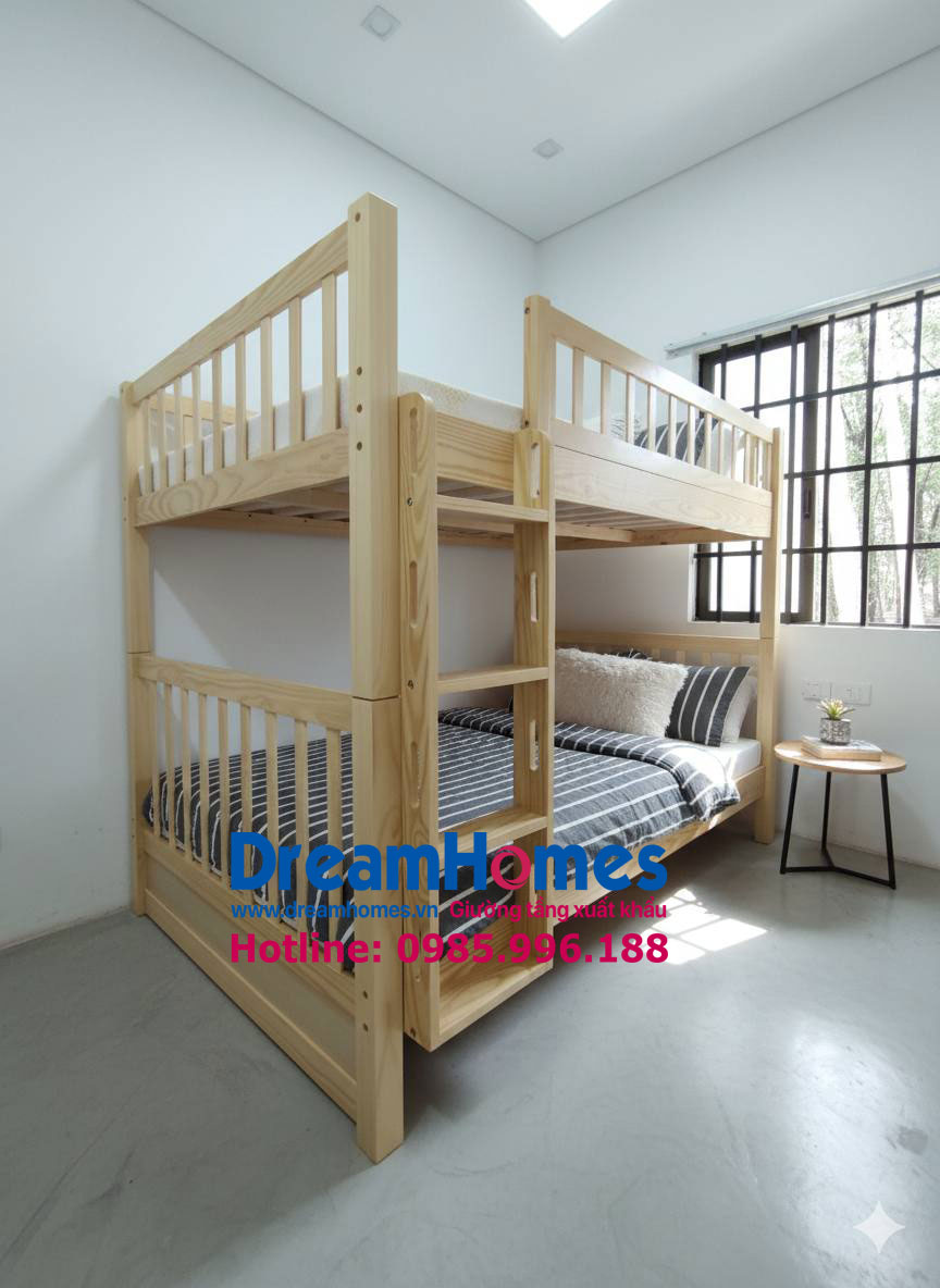  Giường tầng cho bé 1m2x2m GT 1212 gỗ thông tại Hà Nội