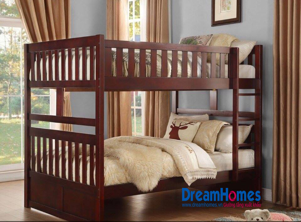 giường 2 tầng trẻ em 1m2 GT 013 gỗ Thông Xuất Khẩu màu Nâu