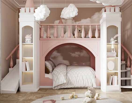 giường tầng cho bé với kiểu các lâu đài